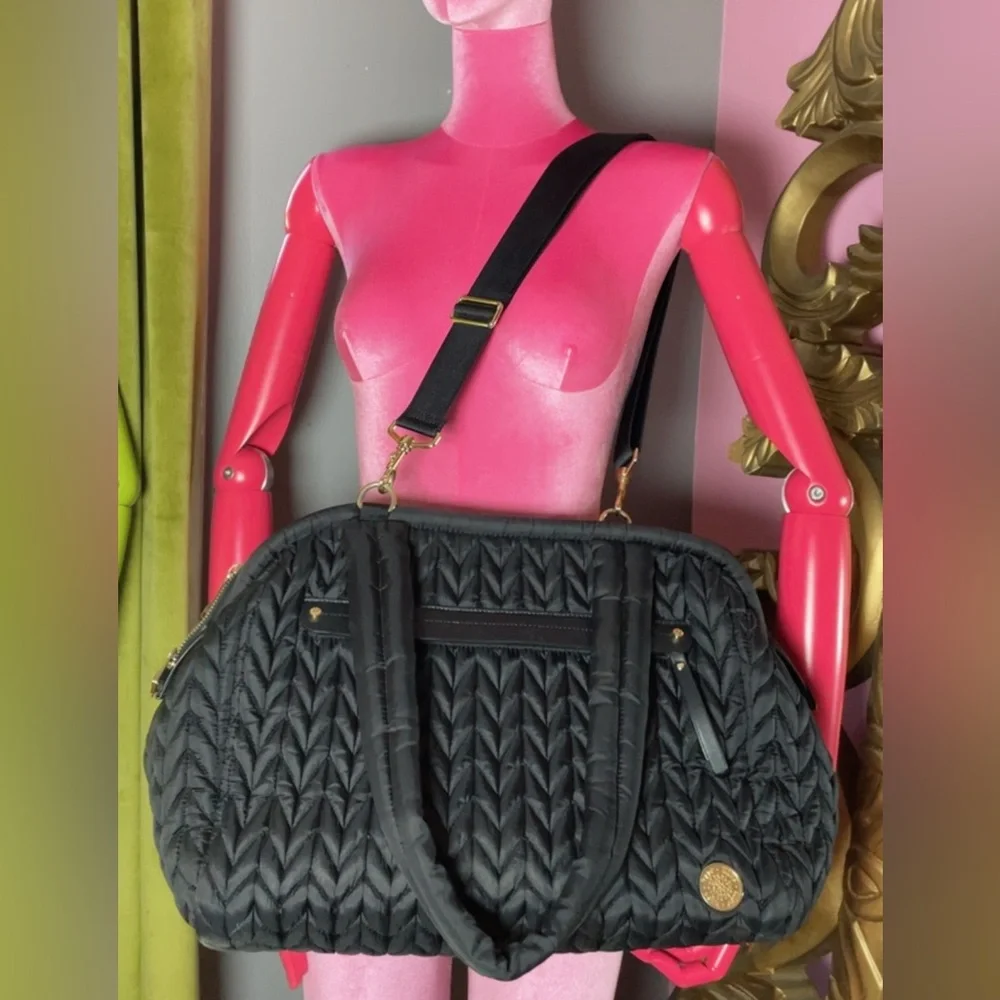 Chic Black Quilted Baby Bag